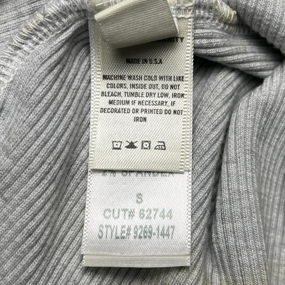 Citizens of Humanity Dasha Bodysuit Gray Rib Knit Cut Out Long Sleeve Size Small - Picture 9 of 11